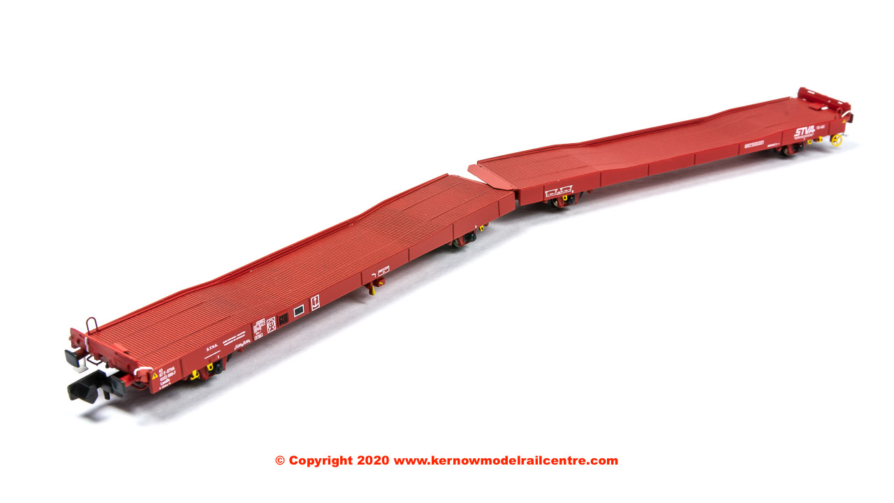 N-IPA-111B Revolution Trains IPA Single-deck Car Carrier Twin Set - flat In STVA Red Livery